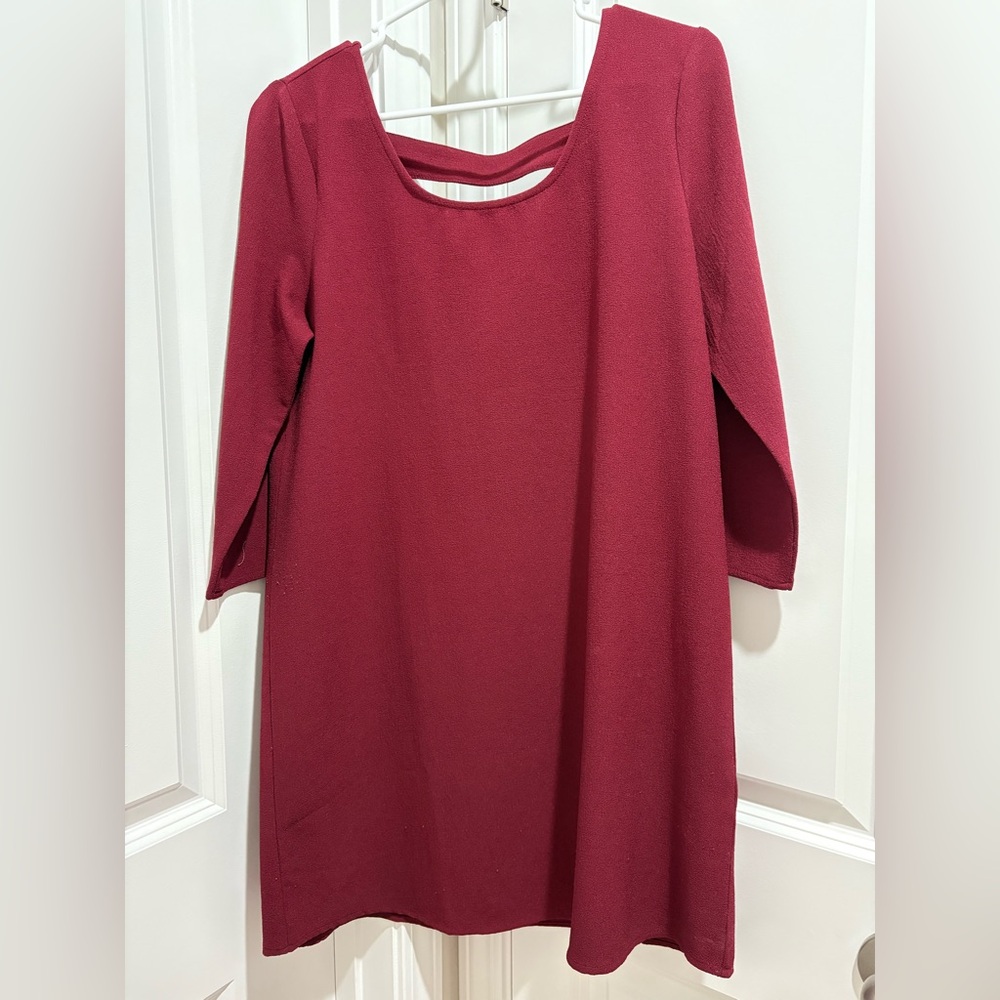 Jack by BB Dakota Quarter Length Sleeve Burgundy Dress